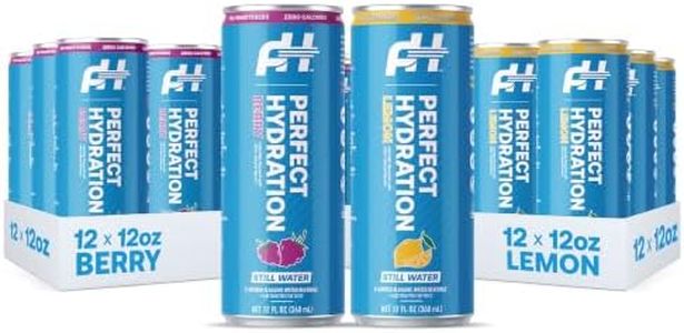Perfect Hydration Lemon and Berry Flavored Alkaline Water | 0 Sugar, 0 Calories, 12 oz cans, Pack of 12 of Each Flavor