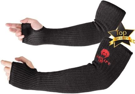 Kevlar-Sleeves Arm Protection Sleeves with Thumb Hole, MOKEYDOU [18" Inch Long, 9"-14" Wide] Safety Arm Guide Cut, Heat Resistant Protective Mechanic Sleeves for Men, Women 1Pair - Black [Newest 2022]
