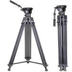 INNOREL VT80 Video Tripod System Tripod & Fluid Video Head Kit 188cm Professional Heavy Duty Aluminum Twin Tube Tripod with F80 Fluid Head Mid-Level Spreader Max Load 12KG DSLR Camcorder(VT80+F80)