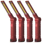 Coquimbo LED Torch Rechargeable, Birthday Gifts for Men Dad Husband Work Light Inspection Lamp Camping Grill Lights with Magnetic Base for Home, Workshop and Emergency Use (4 Pack, Red)