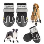 ODRIEW Dog Shoes for Large Dogs, Medium Dog Boots & Paw Protectors, 4Pcs Dog Booties, Rugged Anti-Slip Sole, with Night Reflective Strip for Hot Pavement and Rain or Snow Outdoor Walking (Black, 1)