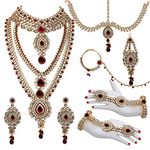 Lucky Jewellery Designer Gold Plated Dulhan Bridal Jewelry Set 8 Pcs. for Girls & Women (WZK-M)