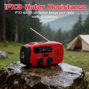 Wind Up Solar Emergency Radio – AM/FM, LED Torch, Power Bank, Red