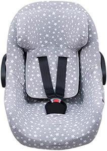 JYOKO KIDS Funda de Algodón para silla de coche Compatible con Peg Perego Primo Viaggio, Uppababy Mesa GO (White Star)