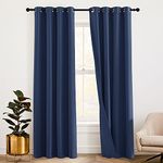 RYB HOME Acoustic Curtains Blackout Thermal Insulating 3-in-1 Curtain Set Privacy Shades for Home Theater Office Bedroom Living Room Wall Divider, W 52 x L 84 inches, Navy Blue, 1 Pair