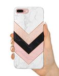 uCOLOR Case Compatible iPhone 8 Plus/7 Plus 6s Plus/6 Plus Cute Matt Case Rose Gold Glitter Triangle White Marble Soft TPU Silicone Shockproof Cover for iPhone 8 Plus/7 Plus/6S Plus/6 Plus(5.5")