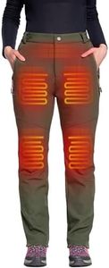 DEWBU Heated Pants for Women with 12V Battery Pack, Olive Green, L | Fast Heating, 5 Heating Zones, Fleece Lined, Water Resistant, Machine Wash, Winter Hunting, Outdoor Work, Motorcycle Trouser
