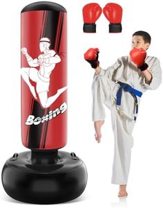 NZQXJXZ Sac de Frappe 165cm Gonflable pour Enfants avec Gants de Sac de Boxe Enfants pour la Pratique du MMA, du Karaté, du Taekwondo et pour soulager l'énergie de la Pentecôte