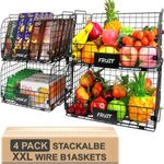 4 PACK XXL Stackable Wire Baskets f