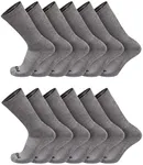 TCK 12 Pairs Work & Athletic Crew Socks (12 Pairs-Grey, Large)