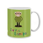 Indigifts Grandfather Birthday Gifts Love You Grandpa Quote Cute Granddad Illustration Green Coffee Mug 330 ml - Gift for Dada-Nana-Grandfather-Birthday, Grandparents Anniversary, Grandfather Mug