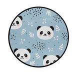 JUNZAN Round Area Rug Non-Slip Carpet Cute Panda Forest Blue Rugs Circle Rugs 3 Feet Rugs Soft Mats Machine Washable Floor Mat for Living Room Bedroom Nursery Room Home Decor