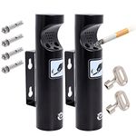 Wall Mounted Outdoor Stainless Steel Cigarette Butt Receptacle (Black, 2pcs)