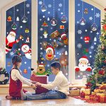 Christmas Window Clings, 218 Pcs Christmas Window Stickers, 10 Sheets Reusable Xmas Window Decals with Santa Claus Reindeer Snowman, Double-side Xmas Snowflake Window Clings for Winter Party Supplies