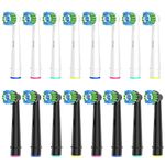 16pcs Precision Brush Heads Compatible with Oral b Electric Toothbrushes, 8er White and 8er Black, Deep and Precise Cleaning.