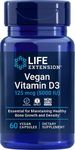 Life Extension Vegan Vitamin D3, Joint Health - Bone Health - Immune Support- Non-GMO, Gluten Free-60 Count