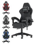 bigzzia Ergonomic Gaming Chair - Gamer Chairs with Lumbar Cushion + Headrest, Height-Adjustable Office & Computer Chair for Adults, Girls, Boys (With footrest, Black)