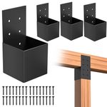 ORIGLE 4-Pack Pergola Post Top Connector Brackets for Deck Railing, Wall Mounting Kit with Screws for 4"x4" Timber Posts, Rafter Support Brackets