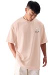 The Souled Store|Mens & Boys Official Round Neck|Peanuts Chillin Pink Color Printed|Half Sleeve Oversized|100% Cotton T-Shirts