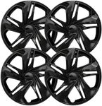 OxGord 16 inch Hubcap Wheel Skins for 2019-2021 Honda Civic (Set of 4) Impostor Wheel Covers for 16 inch Gloss Black ABS Wheels- Auto Tire Replacement Exterior Cap Cover