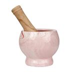 HPYNPES Mortar and Pestle Set- Ceramic Kitchen Mortar and Pestle for Spices, Herbs & More- Durable Mortar with Anti-Slip Base and Sturdy Wooden Pestle with Finest Grinding Ability- 2.6 Cups Capacity