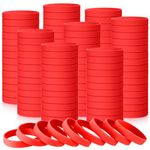 Liliful 100 Pcs Silicone Rubber Bracelets Rubber Wristbands Bracelet Rubber Bands for Silicone Wristband for Women Men Party Gifts(Red)