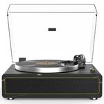 All-in-one Record Player Turntable with Built-in Speakers Vinyl Record Player Support Wireless Playback Auto Stop 33&45 RPM Speed RCA Line Out AUX in Belt-Drive Turntable for Vinyl Records Black