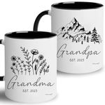 New Grandparents Gifts First Time 2025 - Pregnancy Announcement For Grandparents Mug Set - Promoted To Grandparents Grandma And Grandpa 2025 Mugs - Grandparents Baby Announcement Gifts Est 2025 Cups