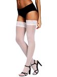 Semi Sheer Stay Up Lingerie Thigh High Stockings Lace Top Size A-D of HONENNA, 1 Pair Cream, E/F