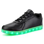 Padgene Women's Men's LED Lights Up Shoes Unisex Luminous Flashing Trainers USB Charging Lace Up Couples Dancing Shoes, A-black, 7.5 Women/6 Men