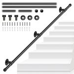 SenDeluz Stair Handrail, 1.5M Metal Stairs Handrail Indoor Outdoor Wall Mounted Handrail Non-Slip Steel Pipe Handrail Towel Rail Wrought Iron Wall Balustrade Handrail Banister Stair Railing