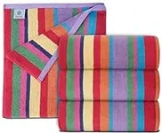 White Classic Cotton Beach Towels Oversized 30 x 60 Inches, Ultra Absorbent and Low Lint Striped Pool Towels for Adults, Unique Rainbow Design Luxury Extra Large Bath Towels, 4 Pack