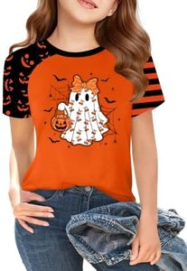 Ithalt Kids Halloween Shirt for Girls Boys Ghost Tshirt Spooky Season Tee