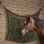 Navaris Hay Net for Horses - 3.5mm Rope with Small Hole Design & 2 Carabiners - Horse Feed Haynet for Slow Feeding - Equestrian Equipment Hay Bale Nets - Black Mesh, 100x160cm