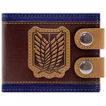 Attack on Titan Survey Corps Wings of Freedom Badge Wallet Bi-Fold ID & Card Holder, Brown