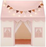 KIDBOT Kids Play Tent, with 3 Breathable Windows, Star Lights & Flag Banner, Childrens Playhouse Toys Princess Castle Pink Boys Girls Indoor Outdoor Room House,Color-Pink