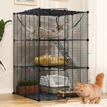 YITAHOME Cat Cage Indoor Cat Enclosures 3-Tiers DIY Cat Playpen, Cat Cage with Metal Wire Dense, Cat Kennel with Extra Large Hammock for 1-2 Cats, Ferret, Chinchilla, Rabbit, Small Animals, Black