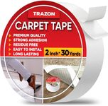 Trazon Carpet Tape Double Sided - Rug Tape Grippers for Hardwood Floors and Area Rugs - Carpet Binding Tape Strong Adhesive and Removable, Heavy Duty Stickers Tape, Residue Free (2 Inch / 30 Yards)