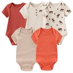 MAMIMAKA Baby Cotton one-Piece Vest Short Sleeve Bodysuits for Boys and Girls,0-3 Months