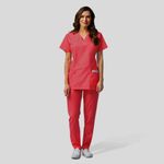 OTICA Premium Quality Women Scrub Suite For Doctors, Nurses, Dentists And Healthcare Professionals, 3 Pockets, Modern Fit, Cotton Feel, Uniform For Doctors, Color : Cherry, Size: M