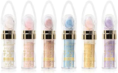 Joyeee Body Glitter, 6Colors Face Glitter Powder, Shimmer High Gloss Powder Brighten Dimension Skin, Nude Shiny Blush Nose Shadow for Body Face Hair Eye, Travel Size Sparkle Glow Cosmetic Gift Kit