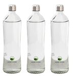 SAND DUNE Set of 3, 750 ml Each MCA Glass water bottle, with Leak-Proof Airtight Stainless-Steel Lid for Water, Smoothie, Juices - Reusable Travel Glass Drinking Fridge Bottles