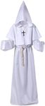 Anime Cosplays Costumes Monk Costume Friar Robe Witch Costume Priest Costume Cosplay Costume Medieval Cape (White, L)