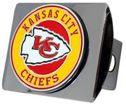 Kansas City Chiefs NFL Chrome Metal Hitch Cover with 3D Colored Team Logo by FANMATS - Unique Roundel Molded Design – Easy Installation on Truck, SUV, Car or ATV - Ideal Gift for Die Hard Football Fan