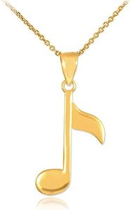 14k Gold Eighth Note Pendant Necklace, Metal
