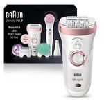 Braun-Epilator-Silk- pil-9-9-985,-Facial-Hair-Removal-for-Women,-Shaver,-Cordless,-Rechargeable,-Wet-&-Dry,-Facial-Cleansing-Brush