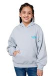 Alan Jones Clothing Cotton Blend Solid Oversized Girls Hooded Neck Hoodies (Light Blue_13-14 Years)