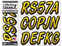 STIFFIE Whipline Yellow/Black 3" Alpha-Numeric Registration Identification Numbers Stickers Decals for Boats & Personal Watercraft