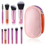 10 Pcs Travel Makeup Brush Set Colorful Mini Makeup Brushes with Makeup Brush Pouch Portable Travel Size Makeup Brushes Professional Cosmetic Brush for Foundation Brush Blush Powder Eye Shadow