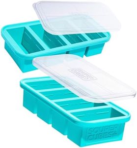 Souper Cubes 1 Cup Silicone Freezer Molds With Lids - Easy Meal Prep Container and Kitchen Storage Solution - Silicone Freezer Trays With Lids Perfect for Soup, Leftovers and More - Aqua - 2-Pack